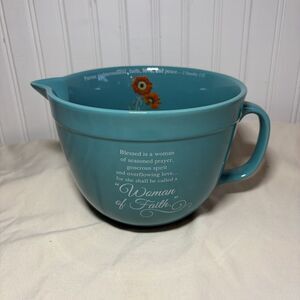 Abbey Press Gift Woman of Faith Ceramic Mixing Bowl Turquoise 9.5 x 5.75 x 7.5"